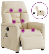 3303030 vidaXL Електрически масажен реклайнер стол, кремав, текстил