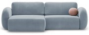 Сиво-син кадифен сгъваем/с място за съхранение ъглов диван Tonale – Cosmopolitan Design