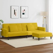3258120 vidaXL 2-местно разтегателно канапе с табуретка, жълто, кадифе