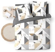 Бяло-сиво двойно удължено спално бельо от микрофибър 240x220 cm Trigone – douceur d'intérieur