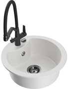 Mexen Diego гранитна кухненска мивка с 1 отделение и кухненски смесител Duo, бял - 6512-20-671701-70-B