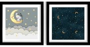 Детски картини в комплект от 2 броя 33x33 cm Night - Wallity