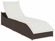 4104221 vidaXL Сгъваем шезлонг с възглавница и място за съхранение Кафяв