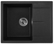 Кухненска мивка ICGS 8220 BLACK, Inter Ceramic, гранит, с плот, със сифон, 62x50см