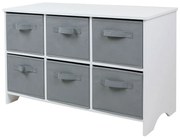 GINGER HOME Скрин с 6 кутии за съхранение WHITE/GREY