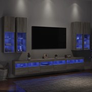 3216783 vidaXL Комплект ТВ стенни шкафове, 7 части, с LED светлини, сив сонома