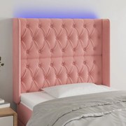 3124425 vidaXL LED горна табла за легло, розова, 93x16x118/128 см, кадифе
