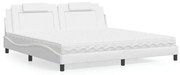 3208818 vidaXL Легло Viana без матрак, бяло, 200x200 см, изкуствена кожа