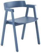 Син трапезен стол с подлакътници от масивен дъб Flip – Gazzda