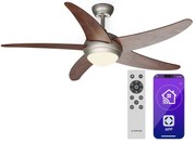 Klarstein Bolero 2 в 1 Smart, вентилатор за таван, Ø 132 cm, светлина 55 W, дистанционно управление, управление чрез приложение, двупосочно управление