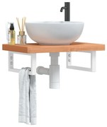 3302376 vidaXL Стенен рафт за мивка, стомана и масивно дърво бук