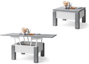 ОСЛО Бетон Милениум/Бял - РАЗТЕГАТЕЛНА ХОЛНА МАСА С ПОВДИГАЩ МЕХАНИЗЪМ