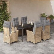 3213259 vidaXL Градински комплект с възглавници, 7 части, бежов полиратан