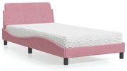 3208356 vidaXL Легло с матрак Dover, розово, 100x200 см, кадифе