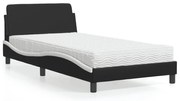 3208362 vidaXL Легло с матрак Dover, черно и бяло, 100x200 см, изкуствена кожа