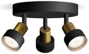 Philips - Спот CONDUIT 3xGU10/5W/230V черен/месинг