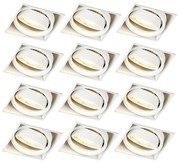 Комплект от 12 вградени прожектора бели GU10 наклоняеми без рамка - Oneon