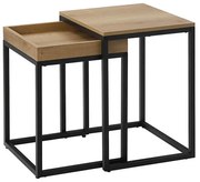 Комплект от 2 странични масички ELDUR, кафяво/черно