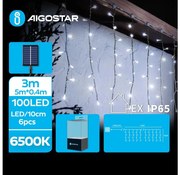 Aigostar - LED соларен коледен гирлянд 100xLED, 8 функции, IP65, студена бяла