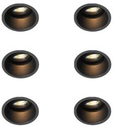 Комплект от 6 модерни вградени спота черни, въртящи се и накланящи се - Alloy