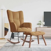 328158 vidaXL Люлеещ се стол с табуретка, кафяв кадифе