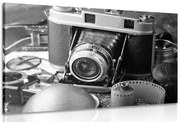 Картина на платно – Стар фотоапарат в черно-бяло