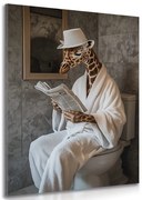 Картина на платно – Жираф с вестници в тоалетната