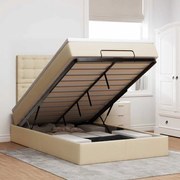 3314167 vidaXL Османска легло с матрак и LED, кремаво, 120x200 см, плат