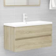 3071561 vidaXL Шкаф за баня с вградена мивка, дъб сонома, инженерно дърво