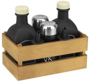 Horecano - Стъклен оливерник от 5 части в дървена касетка натурал OLD FASHIONED-BLACK-(HC-54442)