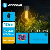 Aigostar - LED Solar декоративни лампички 10xLED/8 функции 10,5 м IP65 топло бял