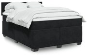 3288626 vidaXL Боксспринг легло с матрак, черно, 140x200 см, кадифе