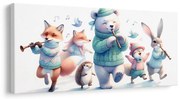 Картина на платно – Сладки животни със флейти през зимата