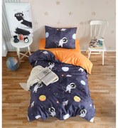 Тъмносиньо-оранжево единично детско спално бельо 140x200 cm Astron – Mijolnir