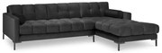 Тъмносив ъглов диван от кадифе , десен ъгъл Bali - Cosmopolitan Design