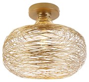 Дизайнерска Плафониера Златиста Стомана - Сарела