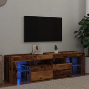 856303 vidaXL ТВ шкаф с LED осветление, 140x36,5x40 см, инженерно дърво