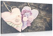 Картина на платно – Ръчно изработени сърца на пън