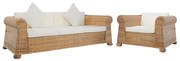 278604 vidaXL Комплект мека мебел от 2 части, с възглавници, естествен ратан