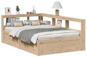 3324475 vidaXL Легло с етажерка за книги, без матрак, 135x190 см, бор масив