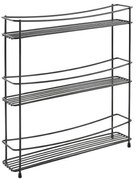 Черен триетажен шкаф за подправки Lava Kumino - Metaltex