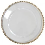 Horecano - Полипропиленова подложна чиния със златен кант ф32см прозрачна (HC-931107)