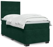 3293059 vidaXL Боксспринг легло с матрак, тъмнозелено, 80x200 см, кадифе