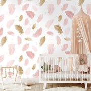 Тапет – Розово-златни нежни пера