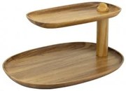 Horecano - Дървен щендер на 2 нива овален 51x41xh36см АКАЦИЯ ALAS-(SWS-021019-B2)