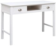 338535 vidaXL Бюро, бяло, 108x45x76 см, масивна дървесина пауловния
