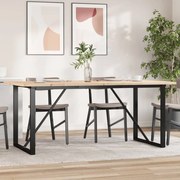 3282744 vidaXL Трапезна маса О-образна рамка 180x90x75,5 см бор масив и стомана