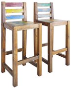 245800 vidaXL Бар столове, 2 бр, регенерирана дървесина масив