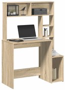860438 vidaXL Бюро с рафтове, сонома дъб, 100x45x140 см, инженерно дърво