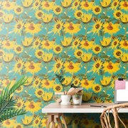 Тапет – Слънчогледи на син фон